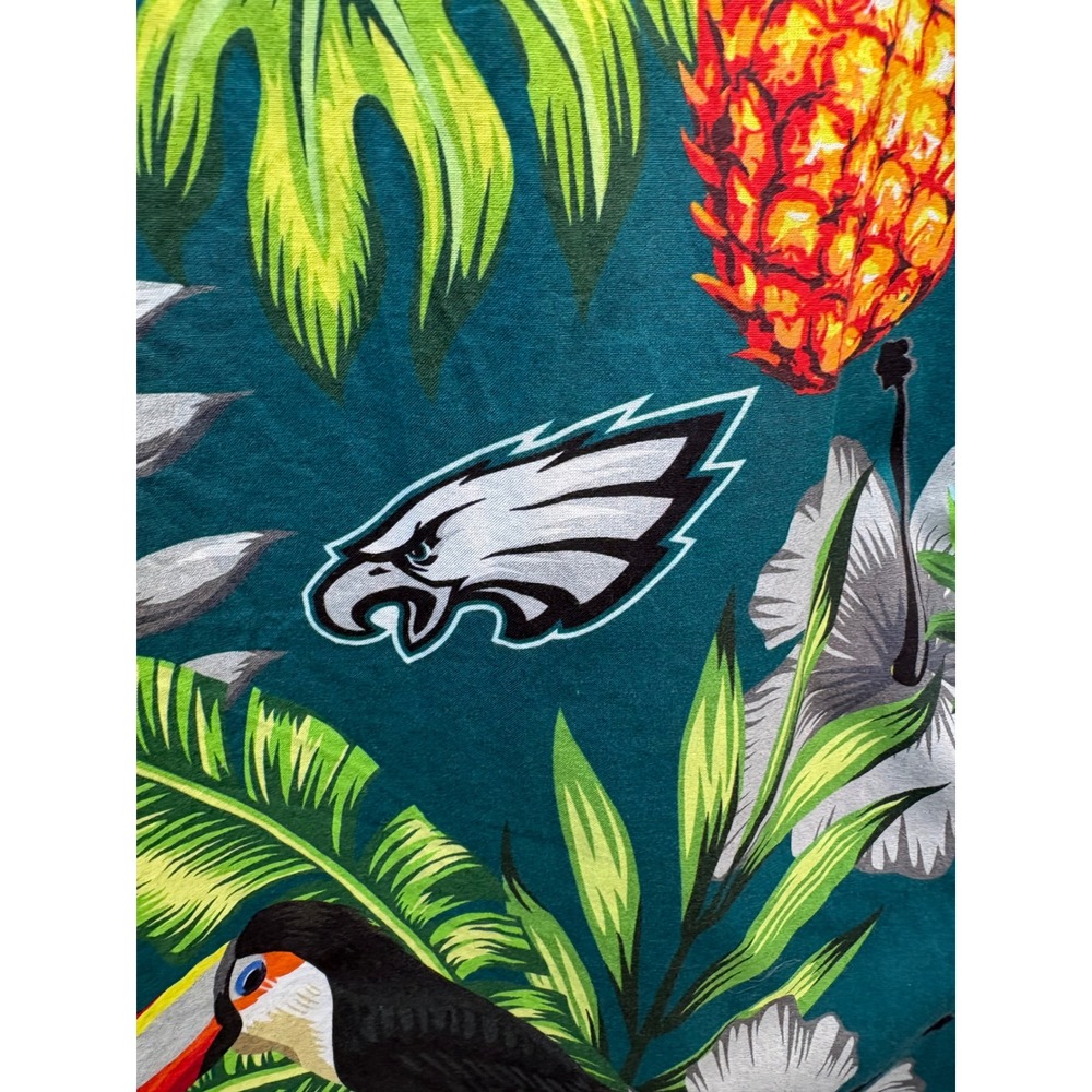 NFL Team Apparel Philadelphia Eagles Tropical Hawaiian Shirt Mens XL Toucan Teal - Picture 3 of 8